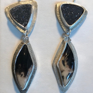 Black Drusy Earrings