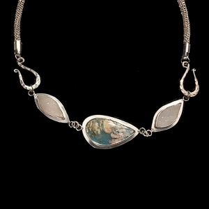 Blue Coral Sea with Handmade Fine Silver Chain