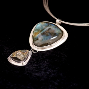 Labradorite and Rainbow Pyrite Pendant